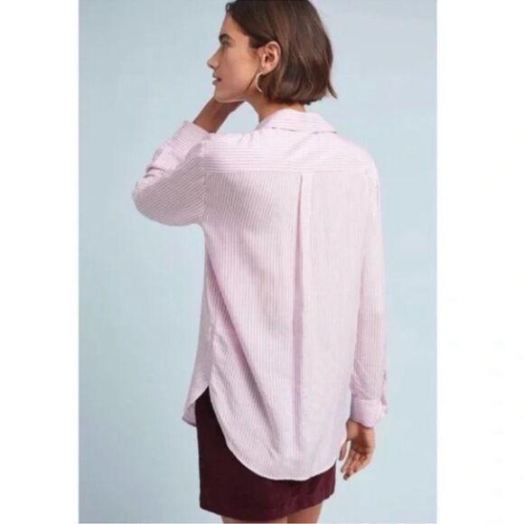 Anthropologie Maeve Zadie small Striped Button Down Top Lightweight Popover Shir - Picture 12 of 13
